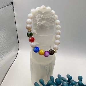 Natural Volcanic Stone‎ 7 Chakra Healing Balance Beads Bracelet NEW